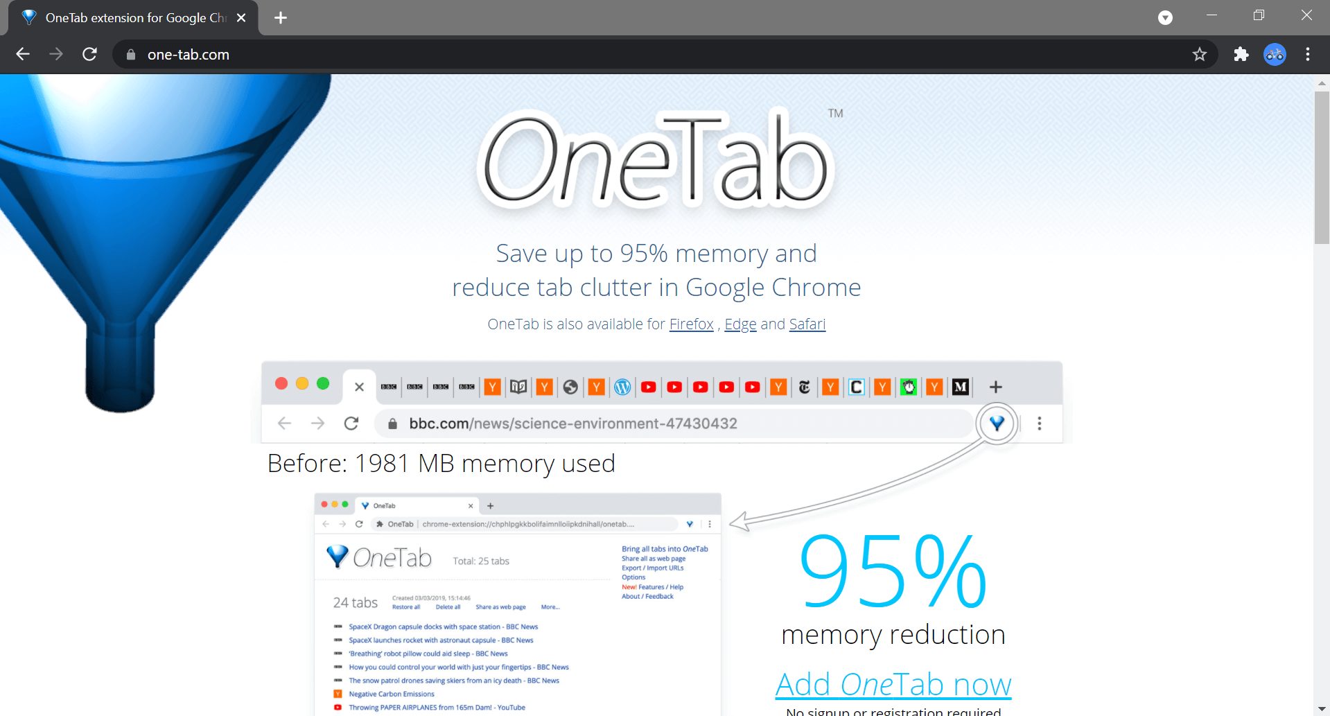 OneTab Chrome Extension to Share a List of Links 