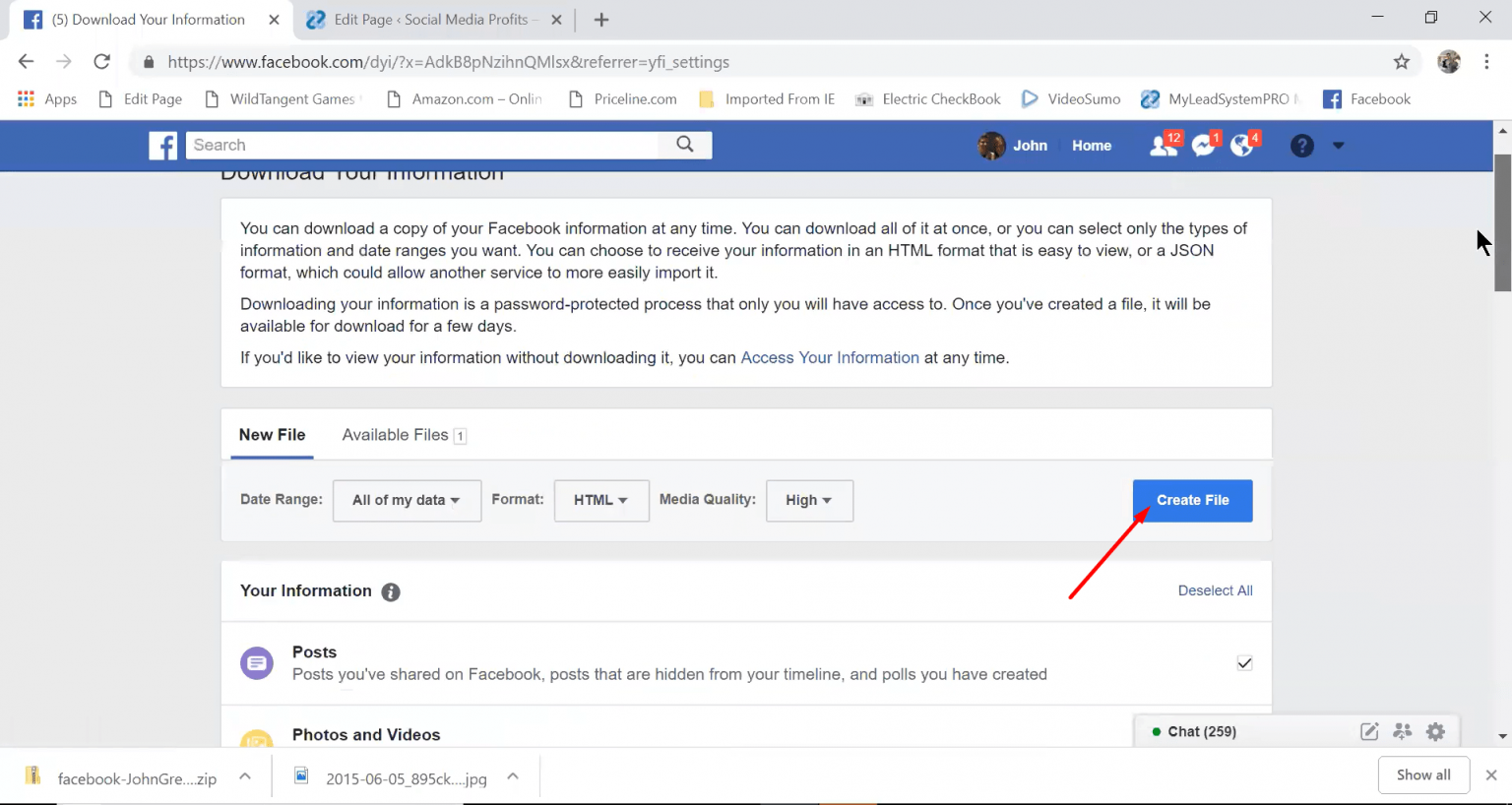 how to know facebook profile email